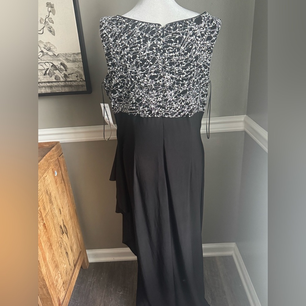 NEW Alex Evenings Formal Maxi Gown Black & Silver Sparkle Glitter Size 16 - Picture 5 of 7